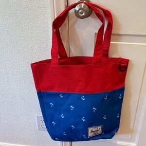 Herschel Supply Company Red and Blue Palm tree Tote NWT
